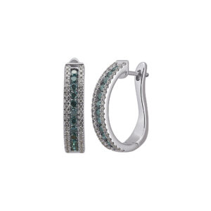 Earring 0.95Ct White & Blue Diamond <br>PLE-18227BLU