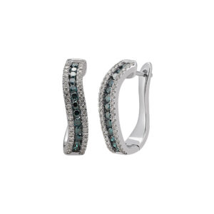 Earring 0.98Ct White & Blue Diamond <br>PLE-18228BLU
